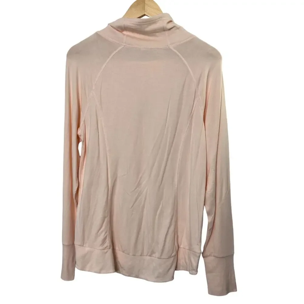 Yogalicious Ballerina Pink Long Sleeve Relaxed Fit Top Pockets & Thumbholes Sz M - Picture 6 of 9